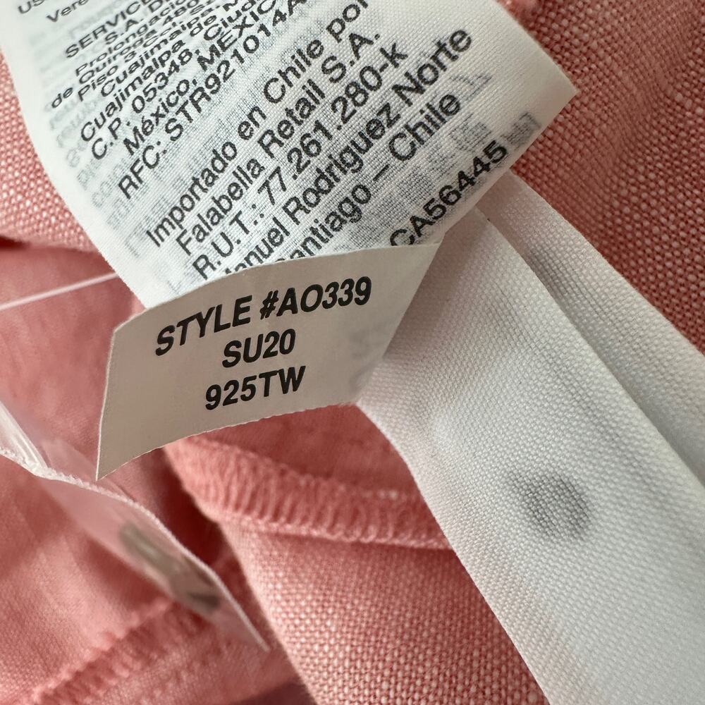 NEW Madewell Linen Blend Puff Sleeve Tassel Tie Jumpsuit Relaxed Fit Pink XXS - Picture 8 of 16